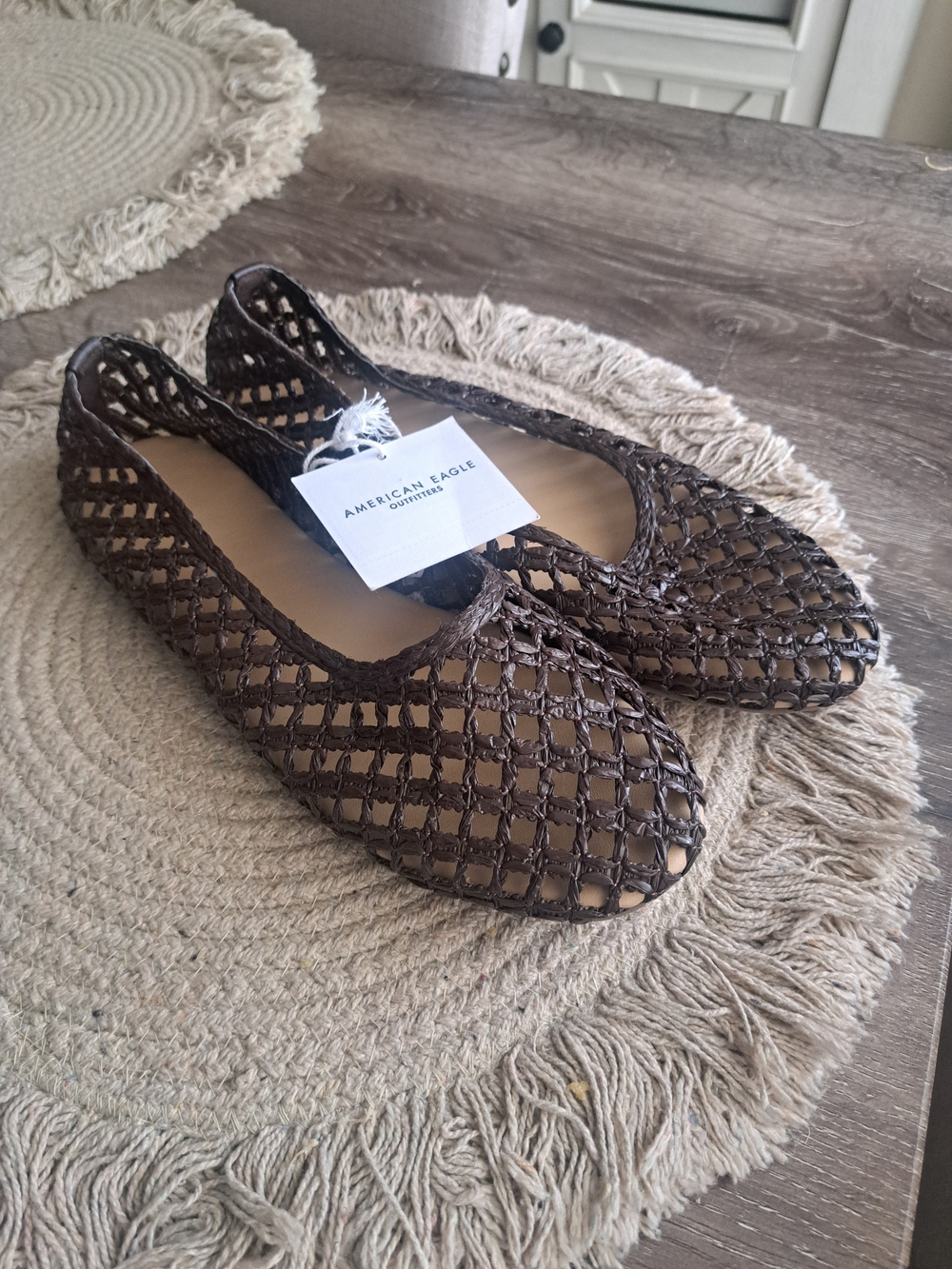 American Eagle Outfitters Brown Woven Slip-On Flats